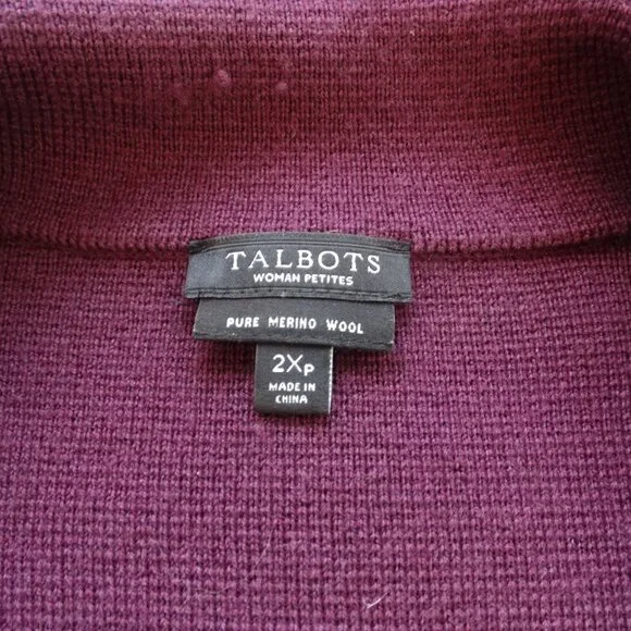 TALBOTS Size Plus 2XL Merino Wool Sweater Jacket/Blazer Plum - Picture 4 of 7